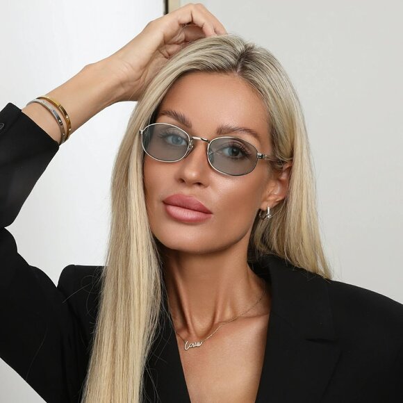 Prada Men Sunglasses Silver Azure Oval  PRB53S 1BC40N NEW AUTHENTIC - Picture 11 of 13